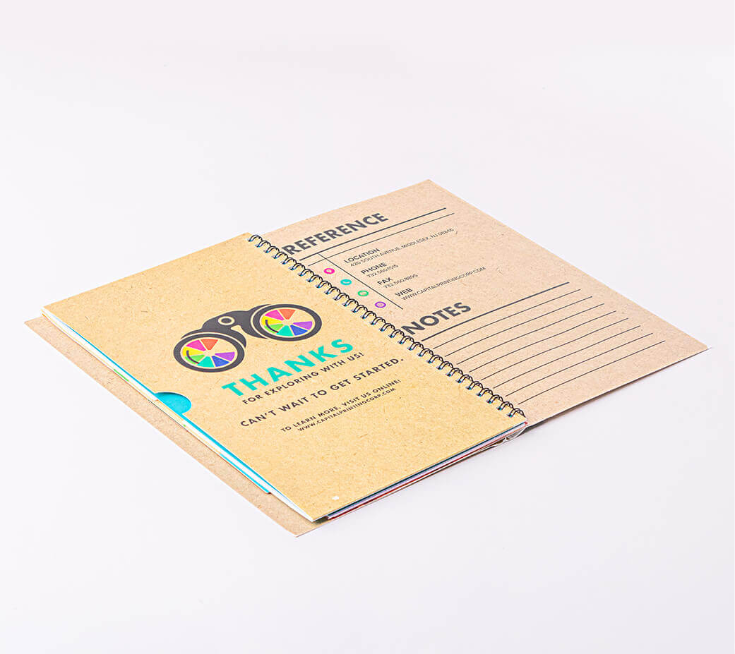 Capital Printing brand storytelling book (open-view) from direct mail campaign