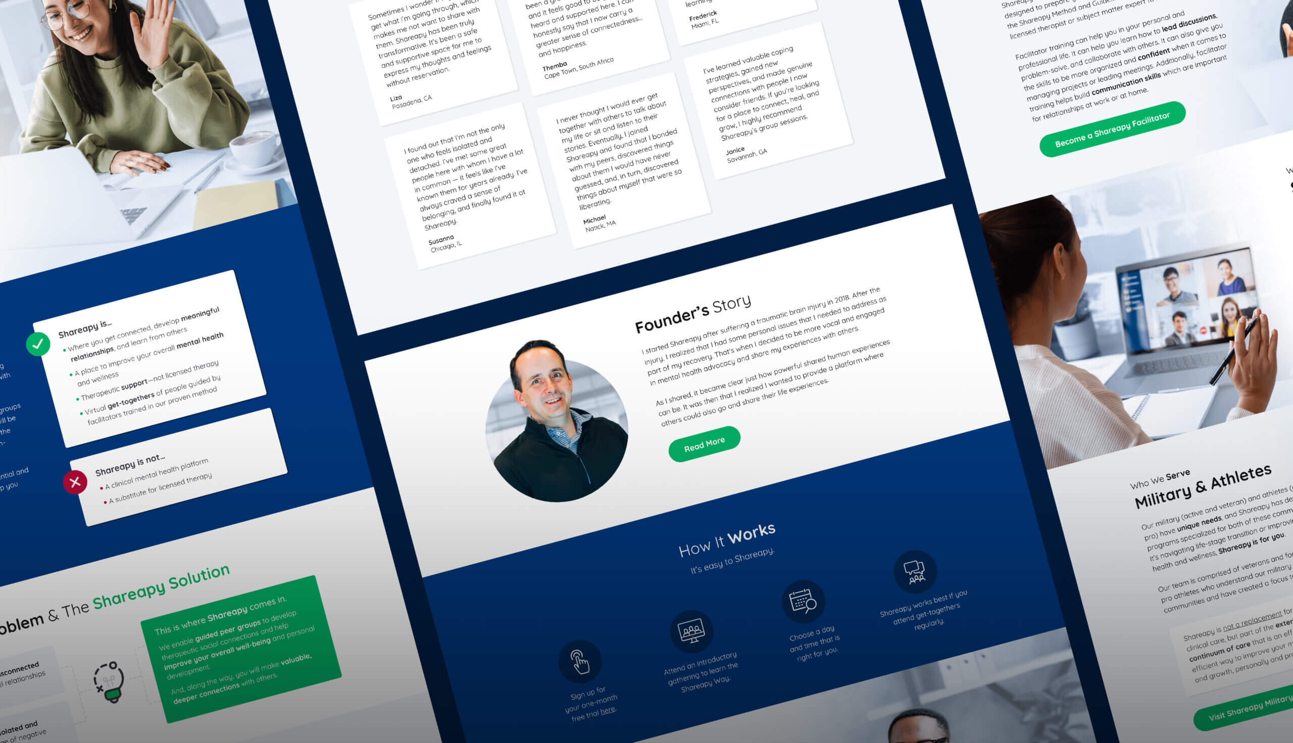 Shareapy wellness platform multi-screen design showcase