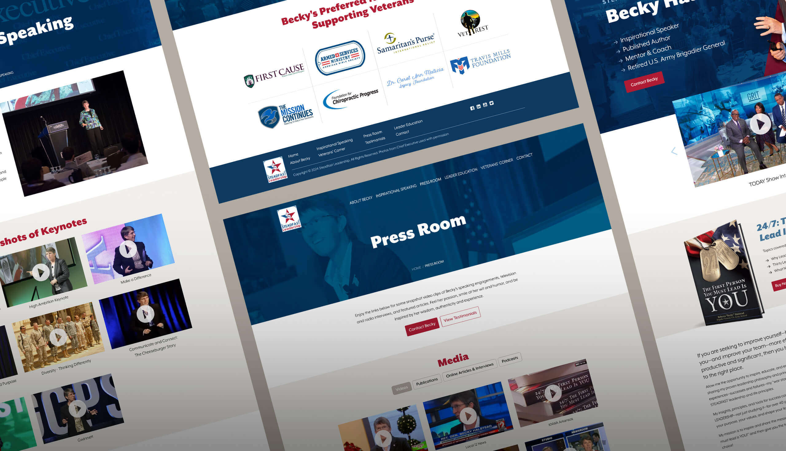 Detail shot of the brand identity and typography system developed for the Steadfast Leadership executive platform.