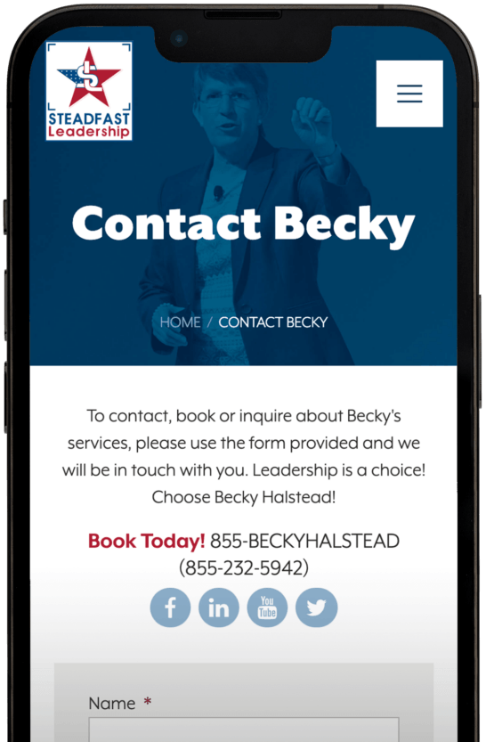 Mobile-responsive view of the Steadfast Leadership website, highlighting seamless performance across all devices.